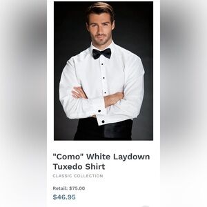 White Microfiber Tuxedo Shirt Tux Laydown collar 2XL7 2X 18 18.5 36/37